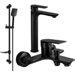 MEXEN/S - Alfa DF62 Set umyvadlové a vanové baterie s příslušenstvím, černá 745713DF62-70