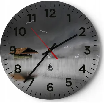 Hodiny Nástěnné hodiny do obýváku 40x40 Krajina Kulatý Skleněné hodiny Loft Tiché