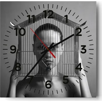 Hodiny Nástěnné hodiny do obýváku 40x40 Žena Bezhluké hodiny na skle Tiché