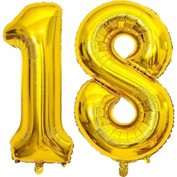 Balónek Balónek číslice 18 PMR zlatý fóliový metalický 40 palců 2 ks