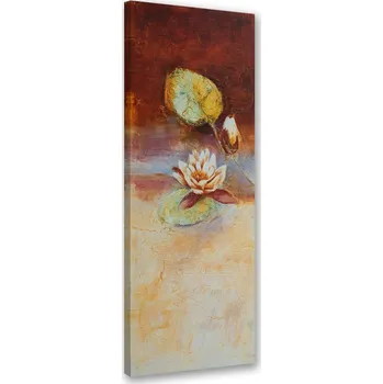 Obraz OBRAZ Květ leknínu malovaný NA PLÁTNĚ 40x120