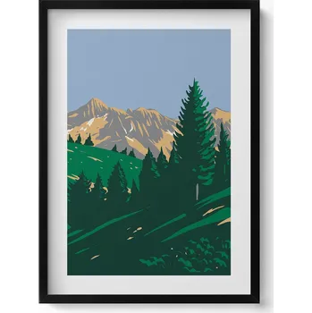 Obraz Závěsný obraz rámeček černé barvy Národní park v Alpách Francie 50x70 cm