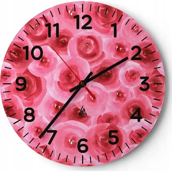 Hodiny Kuchyňské nástěnné hodiny 30x30 Květiny Moderní skleněné hodiny do obýváku Tiché