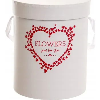 Dárková krabička Flowerbox krabička květy bílá kulatý 15x18 cm