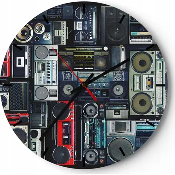 Hodiny Nástěnné hodiny do kuchyně 30x30 Magnetofon Skleněné hodiny do obýváku Tiché