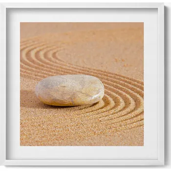 Obraz Dekorace obraz v rámu na zeď Osamělý kámen na písku - zen 50x50 cm