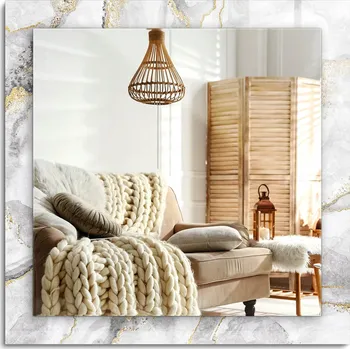 Zrcadlo Zrcadlo s ozdobným skleněným okrajem Mramor s žilkami 60 x 60 cm