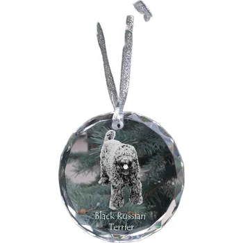 Obraz Černý ruský terier – křišťálová vánoční koule s fotografií