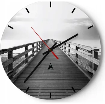 Hodiny Velké nástěnné hodiny 40x40 Krajina Skleněné hodiny Kulatý Tiché