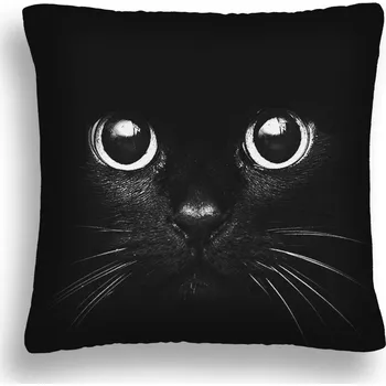 Polštář VELKÝ 50*x50 POLŠTÁŘ KOČKA 12 ČERNÁ KOČKA oči