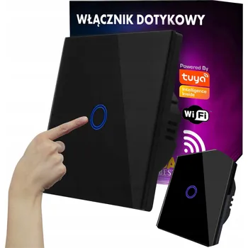 vypínač Dotykový vypínač světla černý skleněný jednoduchý WIFI+RF Tuya Smart Life