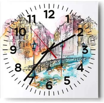 Hodiny Kuchyňské nástěnné hodiny 30x30 Město Skleněné hodiny do obýváku Moderní Tiché