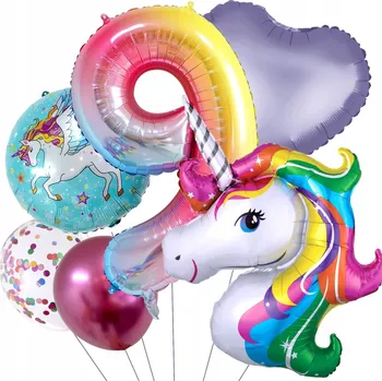 Balónek Jednorožec Sada balónků ČÍSLICE 9 NAROZENINY BALÓN JEDNOROŽEC