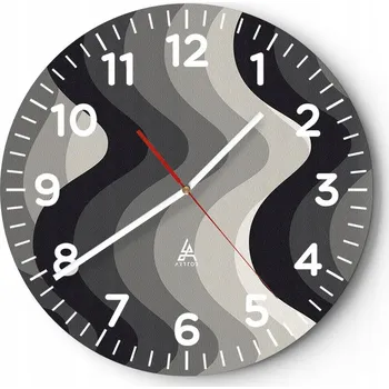 Hodiny Nástěnné hodiny do obýváku 40x40 Linie Kulatý Hodiny na skle Loft Tiché