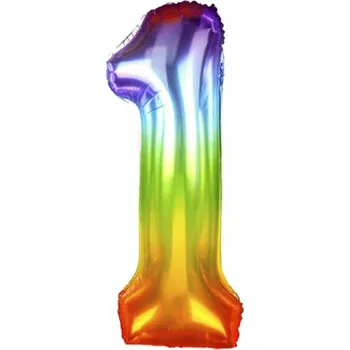 Balónek BALÓNKY gradient DUHOVÉ ombre ŽELÉ číslice 1