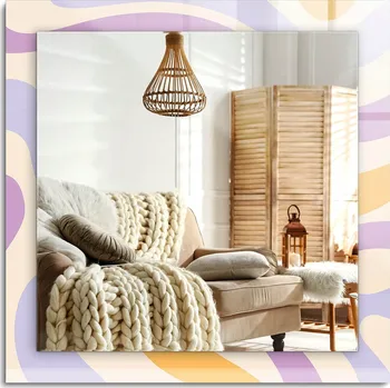 Zrcadlo Dekorativní závěsné zrcadlo s potiskem Abstraktní barevné 60x60 cm