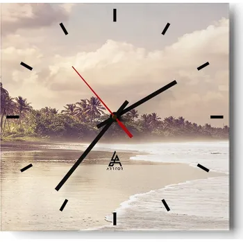 Hodiny Velké nástěnné hodiny 40x40 Krajina Skleněné hodiny Tiché