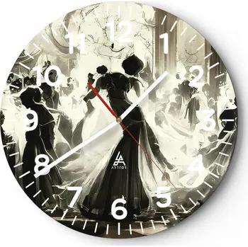 Hodiny Velké nástěnné hodiny 40x40 cm Plesové hodiny skleněné Kulatý Tiché