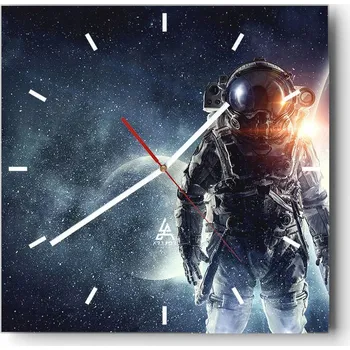 Hodiny Velké nástěnné hodiny na zeď 40x40 Kosmos Skleněné hodiny Čtvercové Tiché