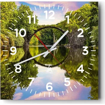 Hodiny Nástěnné hodiny do obýváku 40x40 Krajina Bezhluczne Skleněné hodiny Tiché