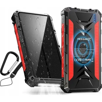 Powerbanka Solární powerbanka Feegar 36000 mAh 20W 4x USB-C PD QC3 Indukční nabíjení