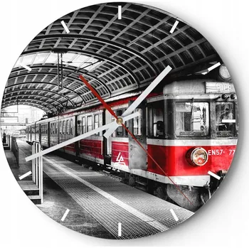 Hodiny Nástěnné hodiny do kuchyně 30x30 Vlak Skleněné hodiny do obýváku Loft Tiché