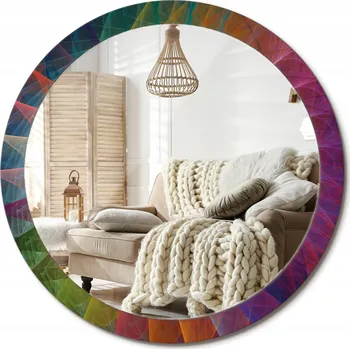 Zrcadlo Stylové kulaté zrcadlo na zeď s potiskem Paleta barev průměr 100 cm