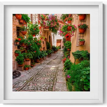 Obraz Dekorativní obraz v rámu do obýváku Kvetoucí ulička v Itálii 50x50 cm