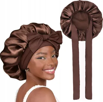 Čepice Hedvábná čepice na spaní, saténová čepice na vlasy s páskem