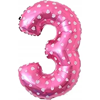 Balónek Balónek růžový s bílými hvězdičkami „3“ 32“