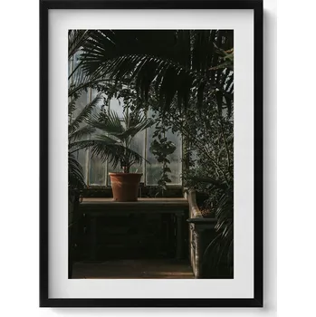 Obraz Dekorativní obraz v černém rámu na zeď Vintage rostliny v okně 50x70 cm