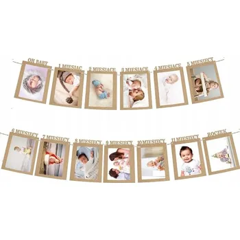 Rám na obraz Banner rámečků na fotografie - prvních 12 měsíců - první narozeniny