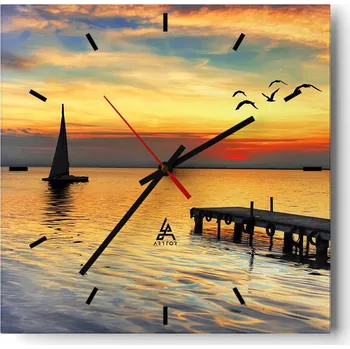 Hodiny Velké nástěnné hodiny 40x40 Krajina Skleněné hodiny Tiché