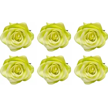 umělá květina 6x UMĚLÁ RŮŽE hlavička pro výrobu, ZELENÁ, pěkná kompozice na aranžmá