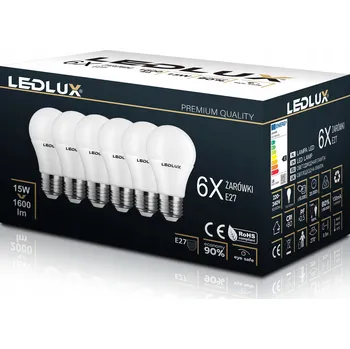 Žárovka LED žárovka E27 15 W 1500 lm neutrální bílá LEDLUX 6 ks