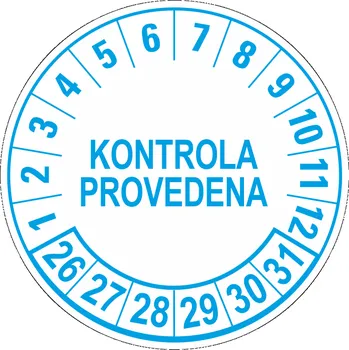 Samolepící etiketa Kontrola provedena 2026-2031 samolepící vinylová fólie 40 mm aršík 10 kusů