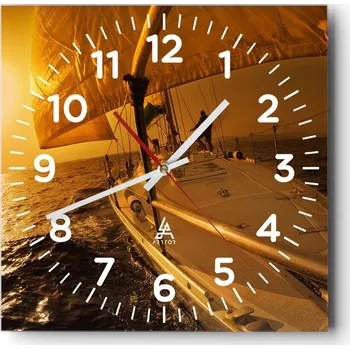 Hodiny Nástěnné hodiny do obýváku 40x40 Námořnický styl Bezhlučné hodiny na skle Tiché