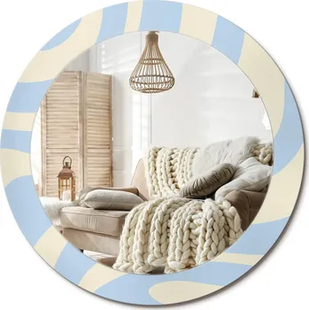 Zrcadlo Dekorativní nástěnné zrcadlo s potiskem Abstraktní tvar Průměr 70 cm