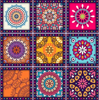 Samolepící dekorace Samolepky na obklady, samolepicí, styl mandala, 10x10 cm