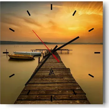 Hodiny Velké nástěnné hodiny 40x40 Krajina Skleněné hodiny Tiché