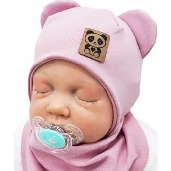 Čepice Růžová souprava BASIA čepice + šátek vel. 40-42