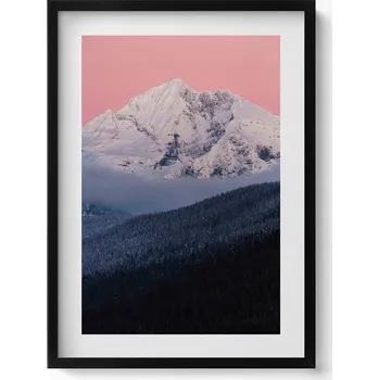 Obraz Dekorativní nástěnný obraz do obýváku, kuchyně: Les a zasněžený vrchol, 50x70 cm