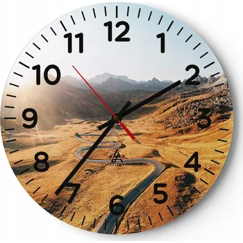 Hodiny Nástěnné hodiny do obýváku 40x40 Krajina Kulatý Skleněné hodiny Loft Tiché