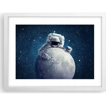 Obraz Obraz plakát v bílém rámu do obýváku 40x30 astronaut foto na zeď