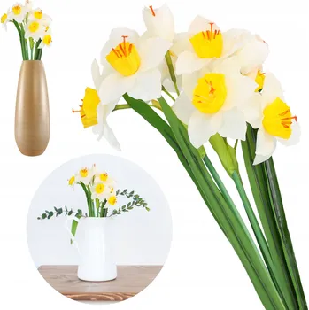 umělá květina Umělé květiny jako živé narcis bílé 45 cm hlavičky kytice hřbitov balkon