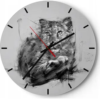 Hodiny Velké nástěnné hodiny 40x40 Panter Skleněné hodiny Kulatý Tiché