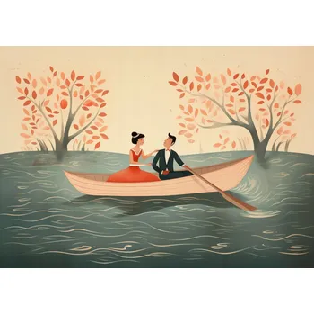 Plakát Plakát Romantická Eskapáda po Řece bez rámu 42 x 29,7 cm