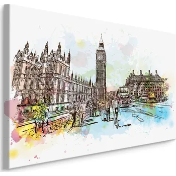Obraz Obraz na plátně LONDÝN Big Ben Akvarel 40x30