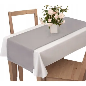 ubrus BĚHOUN NA STŮL 40x200 DEKORATIVNÍ HLADKÝ ŠEDÝ SVĚTLE ŠEDÝ