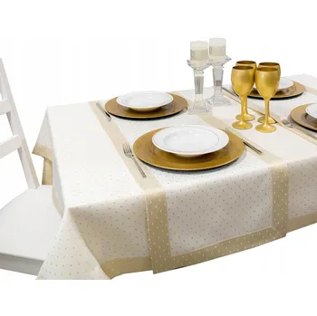 Prostěradlo Běhoun bílý se zlatým vzorem 120 x 40 cm